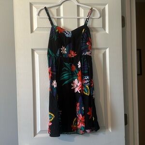 Black tropical print dress
